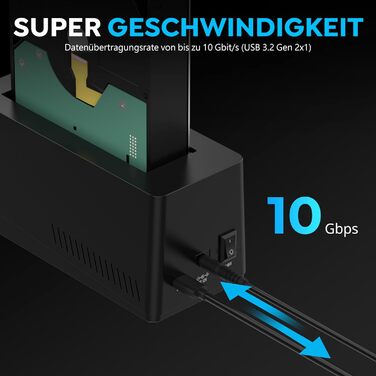SABRENT Док-станція для жорстких дисків 2 Bay USB-C - SATA SSD/HDD 2.5/3.5 дюймів 5Gbps з функцією клонування