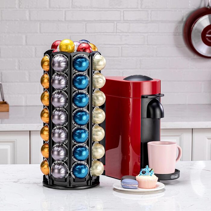 Підставка-карусель для капсул Nespresso Vertuo FlagShip (80+ капсул) з додатковим місцем для Coffee Mate, чорна
