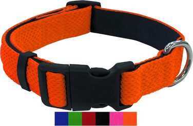Преміум нашийник для собак DEY Air Mesh | Регульований | для малих, середніх та великих собак | багато кольорів та розмірів | нашийник для собак та котів | нашийники для собак | нашийник для цуценят | Рожевий, M ([XS/S] - 1,5 x 21-30 см, Оранжевий)