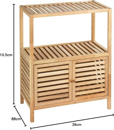 WENKO Stool Norway, warm accentuated square high-quality living stool with clear lacquer seal, natural solid walnut wood, Scandinavian design, 40 x 46 x 30 cm, Natural (shelf with 2 doors)