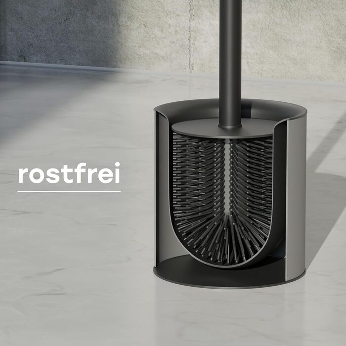 Тойлетний щітка SAVEGA з силікону та нержавіючої сталі - антибактеріальна, з тримачем, сірий колір