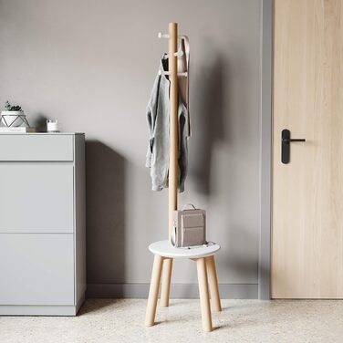 Umbra Pillar Wardrobe Stand with Stool, Default_no_Selection_Value, White/Natural, One Size