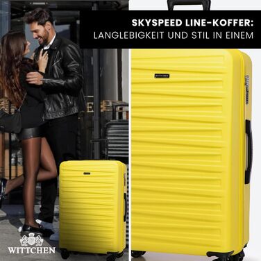 WITTCHEN Skyspeed Line: Великий валіза з жорстким корпусом ABS, 4 колеса, телескопічна ручка, комбінаційний замок, підходить для Lufthansa/Eurowings/Ryanair/Condor, жовтий (набір 3шт)