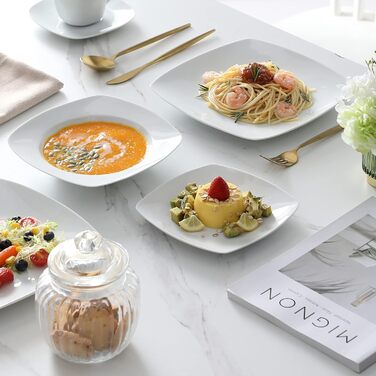 MALACASA, Julia Series, Dessert Plates Set of 6, 16.7cm Dinner Plates Porcelain, Cake Plates for 6 People.