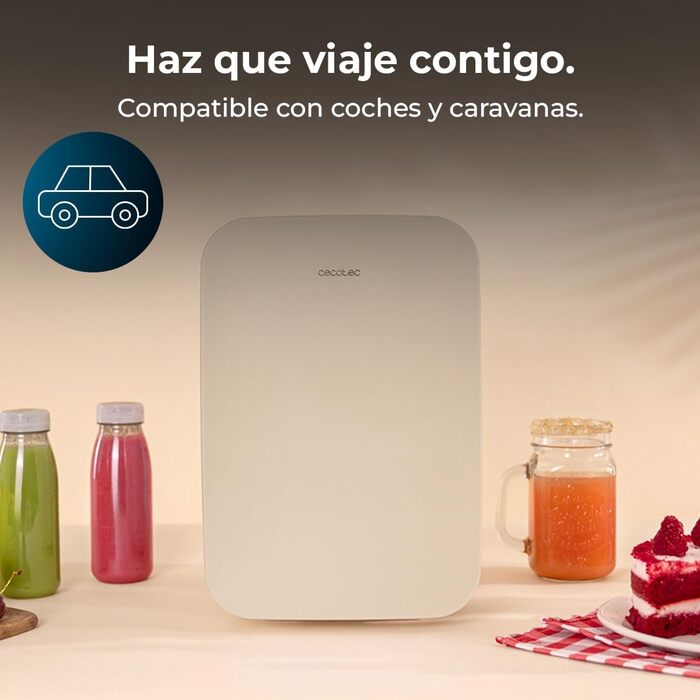 Міні-холодильник Cecotec Bolero MiniColing, 6 л, Bahamas, Бежевий, 12-220V, для авто та кемпінгу, з регулюванням температури