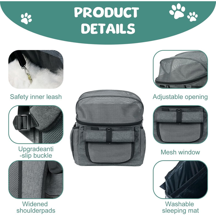 Кошик для собак на велосипед, сумка для домашніх тварин. Складаний кошик для велосипеда спереду для собак 2 в 1. Кошик для собак-рюкзак з адаптером для керма для маленьких тварин (вантажопідйомність 5 кг) (Чорний)