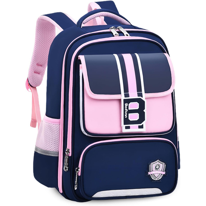 Шкільний рюкзак для хлопчика IvyH, 2-5 клас, 20 літрів. Ергономічний дитячий рюкзак для початкової школи, водонепроникний. Підходить для хлопчиків 8-12 років (темно-синій, рожевий)