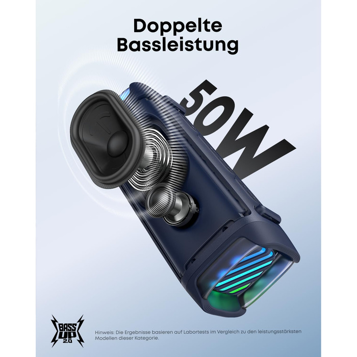 Портативна Bluetooth колонка Soundcore Boom 3i Anker: Водонепроникна (IP68), 50W, BassUp 2.0, до 16 годин, з підсвіткою та TWS, зелений