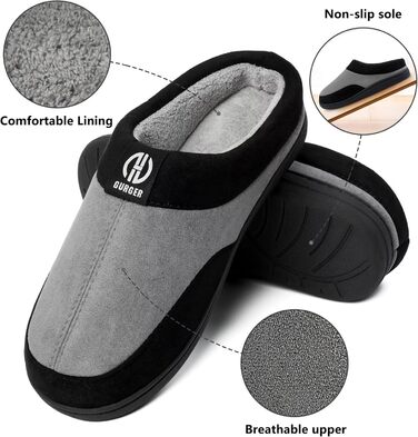 Чоловічі халапи GURGER з піною Memory Foam, антиковзаючі, для дому та вулиці, розмір 40-51, зелені (44/45 EU, сірі)