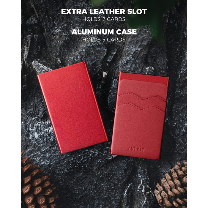 Гаманець VULKIT Slim з RFID захистом та відділеннями для карток (червоний Getaway Solids)