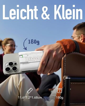 Повербанк VEGER 10000mAh 22.5W з вбудованим кабелем USB-C, швидка зарядка, білий