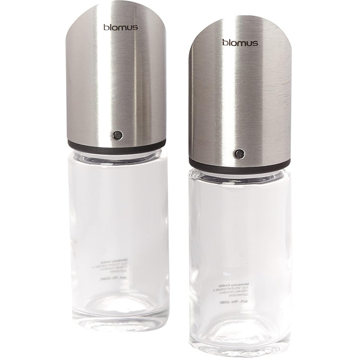 Набір для солі та перцю Blomus LIVO з скла та нержавіючої сталі, 2 шт., точне дозування, преміум-якість (11,5 x 3,5 см)