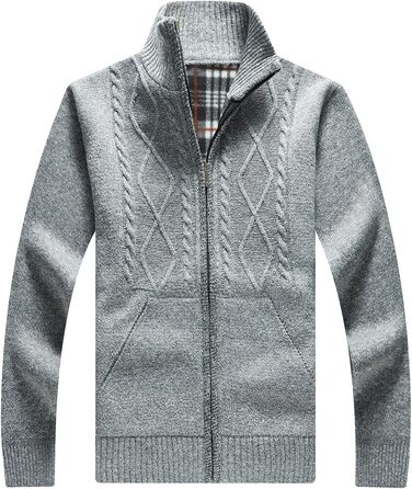 Чоловіча флісова куртка Les Umes з високим коміром, осінь-зима, Regular Fit, світло-сіра, 3XL