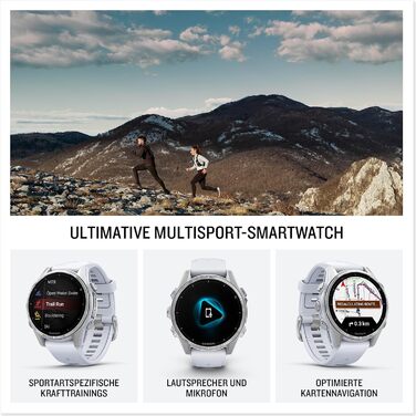 Garmin fēnix 8 43mm: Мультиспортивний смартгодинник з AMOLED-дисплеєм, до 10 днів роботи, 80+ спортивних функцій, топографічні карти, EKG, телефон, музика, ліхтарик