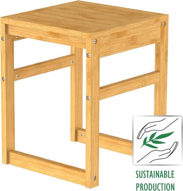 Табурет для ванної кімнати з бамбука EISL BMBA02-BH2, 35x45x35 см, з сидінням