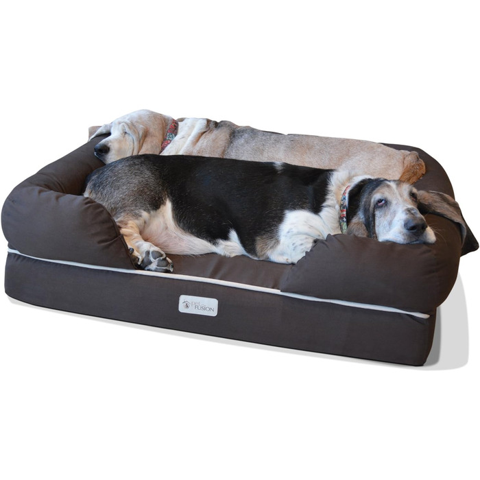 Ліжко для собак та котів PetFusion Ultimate Solid Memory Foam 2.5' - ортопедичне, коричневе, 91 x 71 x 23 см