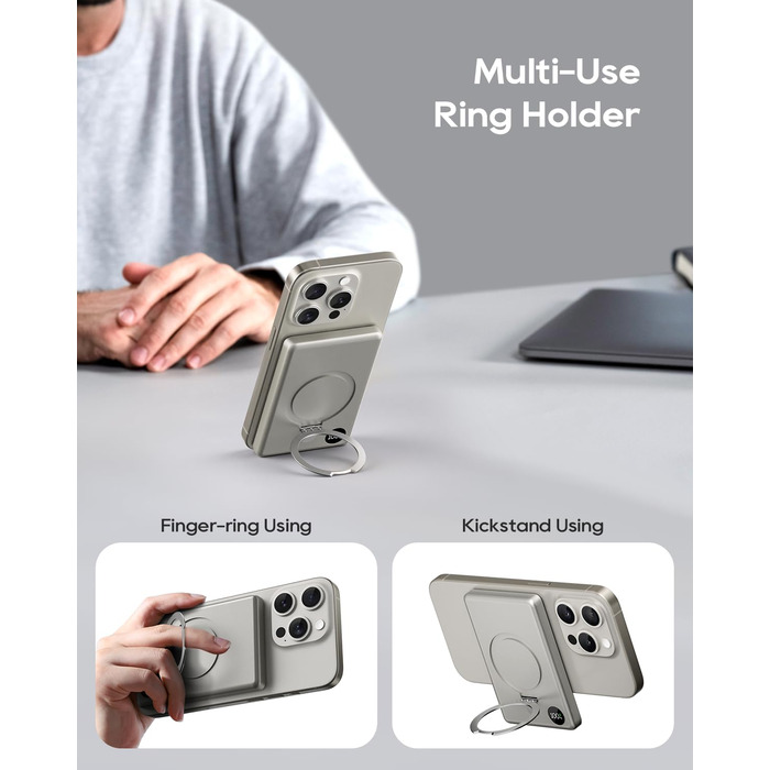 Power Bank Magsafe 5000mAh/10000mAh (Titan) з PD 20W та бездротовою зарядкою для iPhone 16/15/14