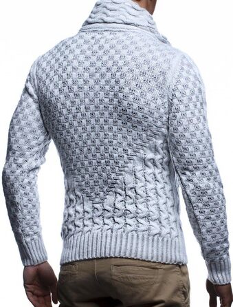 Чоловічий кардиган Eif Neson з в'язаного полотна на блискавці, Regular Fit, сіро-бежевий (3XL)