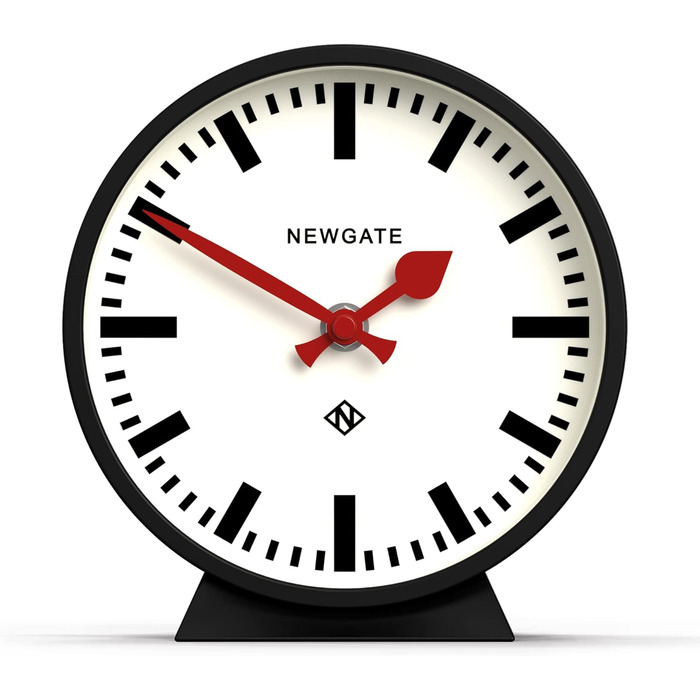 NEWGATE® M Mantel Clock for Fireplace Inserts, Silent, No Ticking, Modern Mantel Clock, Small Mantel Clock, Railroad Dial, Black