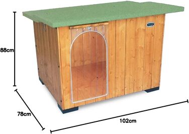 Будка для собак з масивного дерева, термозавіса, для німецької вівчарки (102x88x78) - Made in Italy