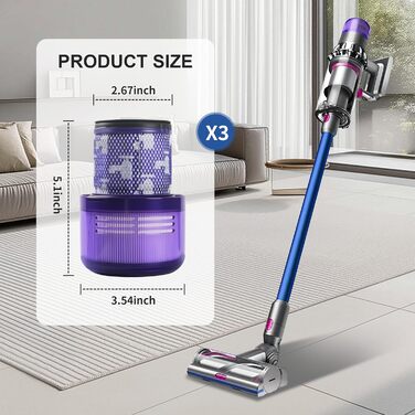 Фільтри для пилососа Dyson V11, V15 (3 шт.) + Щітка для чищення. Оригінал #970013-02