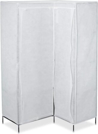 Relaxdays Corner Wardrobe, 3rd Generation, 8 Shelves, 2 Clothes Rails, Plug-in System, 2 Doors, WHD: 169x100x83 cm, white