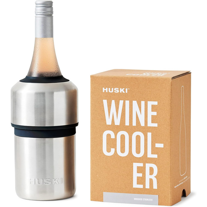 Huski Wine Cooler | Award-Winning Design Without Ice | Keeps Wine Cold Up to 6 Hours | Wine Accessory | Next-Generation Ice Bucket | Fits Some Champagne Bottles (Stainless Steel)