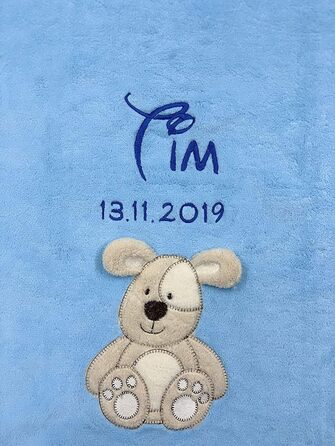 Дитяча ковдра для собак з іменем, вишивка, аплікації, блакитний колір