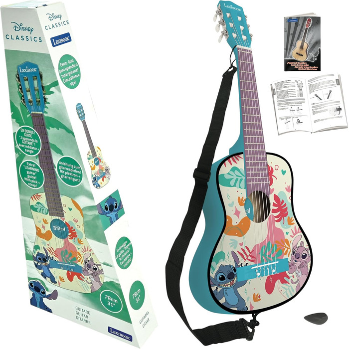 Гітара Lexibook Disney Stitch: акустична, дерев'яна, 36'', з навчальним посібником та чохлом