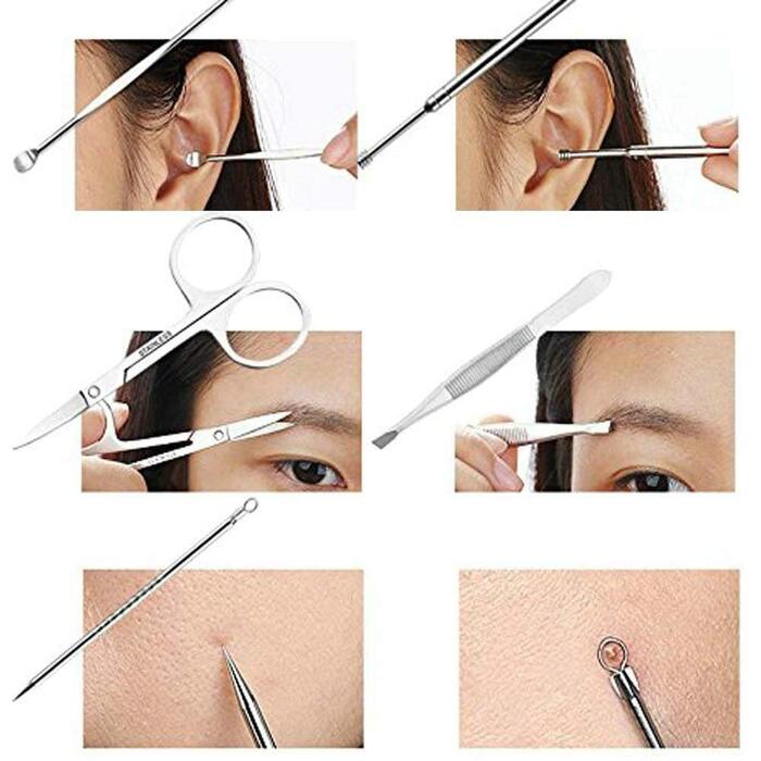 Набір для манікюру та педикюру 18 предметів у рожевому чохлі з шкіри