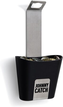 Höfats Johnny Catch Cup сріблястий – настінний відкривачка для пляшок з нержавіючої сталі з контейнером для кришок, безсвердлова установка, вміщує до 60 кришок