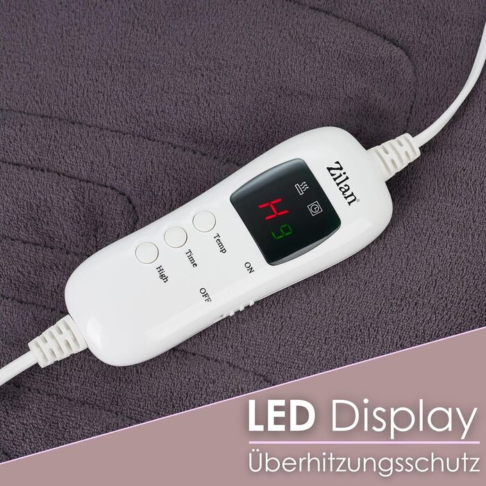 Електрична гріюча ковдра Zilan з автовимкненням | Ковдра для тепла | XXL 180 x 160 см | Таймер | Можна прати при 40°C | 9 температурних режимів | З пультом дистанційного керування | Тепла ковдра | Підігріваюче підстилка | Тепла ковдра