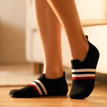 Домашні тапочки для жінок та чоловіків, для ходьби босоніж, в'язані шкарпетки, зручні тапочки для подорожей (38/39.5 EU, Чорний)