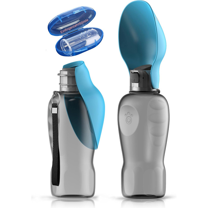 Набір для собак 2 шт: велика складана пляшка для води 800 мл + зубна щітка | Преміум якість, витік неможливий | Для подорожей