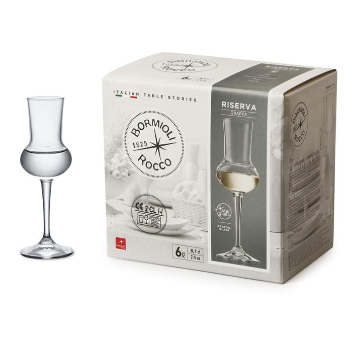 Келих для бренді Bormioli Rocco Riserva Grappa 80 мл, прозорий, 6 шт.