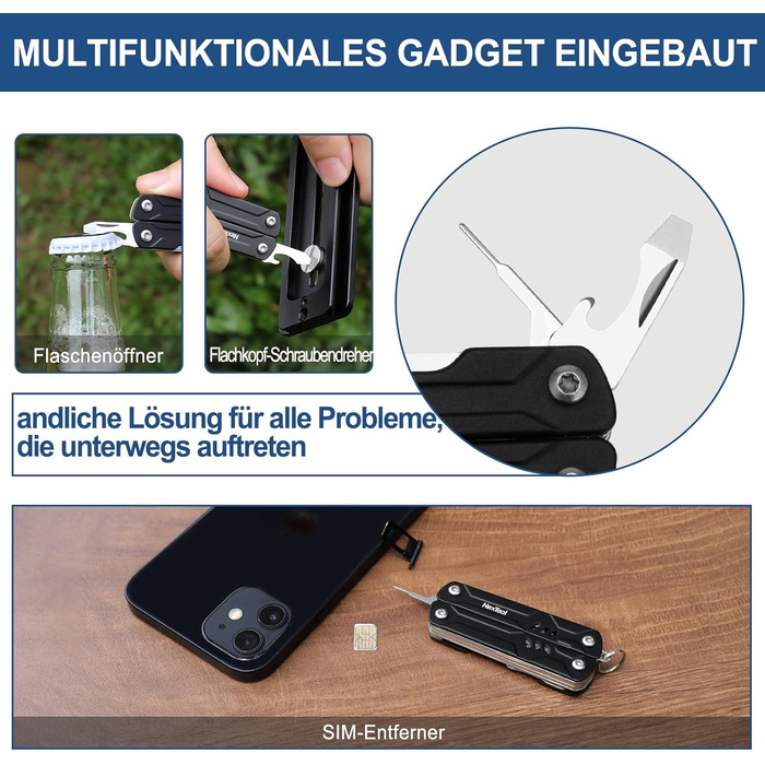 9-in-1 Mini Multitool with Needle-Nose Pliers, Scissors, SIM Extractor, and Screwdriver - For Travel, EDC, TSA Approved, Blade-Free (Mini Sailor Lite)