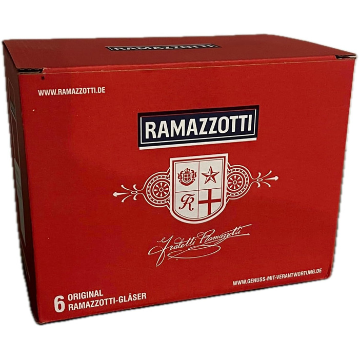 6 x Ramazzotti Liqueur Glasses, Herbal Liqueur, Long Drinks, Cocktails