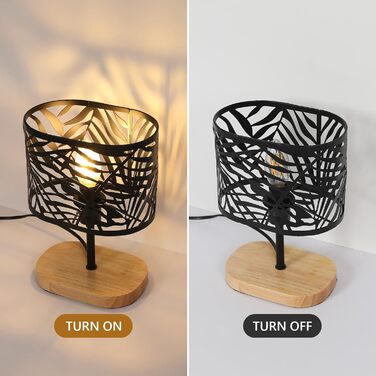 Настільна лампа дерев'яна вінтажна E14, чорна з дерев'яним цоколем та металевим абажуром, для дитячої кімнати, вітальні, спальні, бару