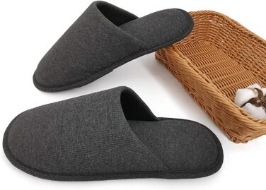 Чоловічі халапи Оofoot з бавовни, зручні домашні тапочки, Memory Foam, плоскі, пранні, Slip-on, для дому (45/46 EU, вугільно-сірий)