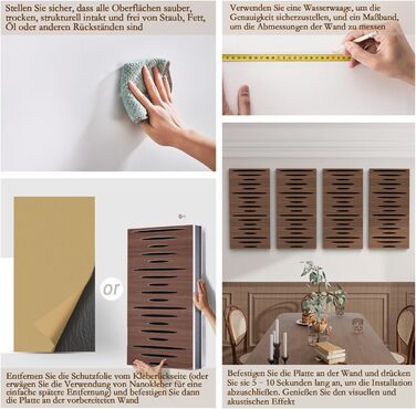 Акустичні панелі JBER для звукоізоляції стін, самоклеючі шумопоглинаючі плити з імітацією темного горіха (еліптичний візерунок), 60×30×4.5 см, 4 шт — для студії та дому