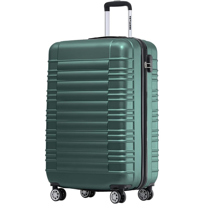Набір валіз TRVLMORE 3 в 1: жорсткий корпус, ручна поклажа 55x40x20 см, сірий та темно-зелений