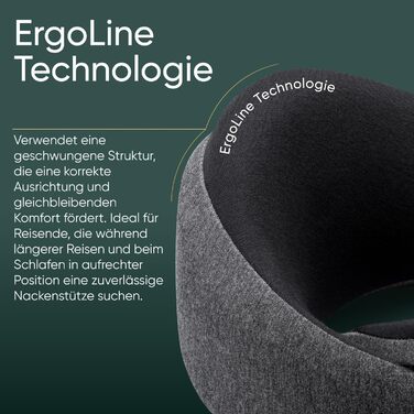 Подушка для подорожей Proglobe Luxe з піни Memory Foam (чорний). Комфортна подушка під шию для літаків з підставкою під підборіддя, компресійним мішком.
