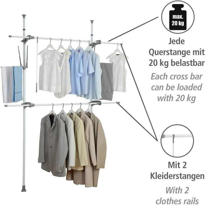WENKO Telescopic System Hercules Flex, adjustable organization system, wardrobe system