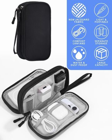 Органайзер для кабелів SOBEAU: чорний дорожній аксесуар для зарядних пристроїв, кабелів та гаджетів