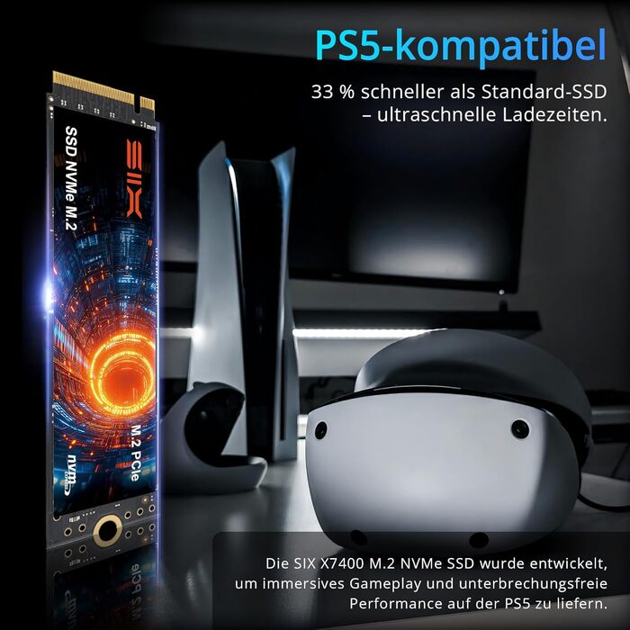 SSD NVMe M.2 PCIe 4.0 2TB X7400 з радіатором - для ігор, PS5, ноутбук, ПК