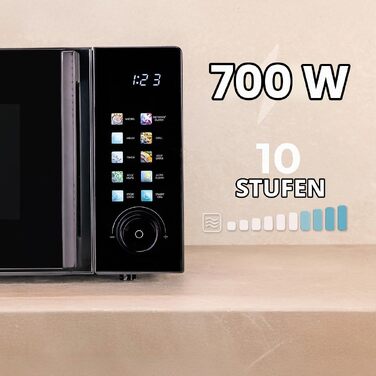 Мікрохвильова піч з грилем Cecotec Proclean 6130, чорна, 20 л