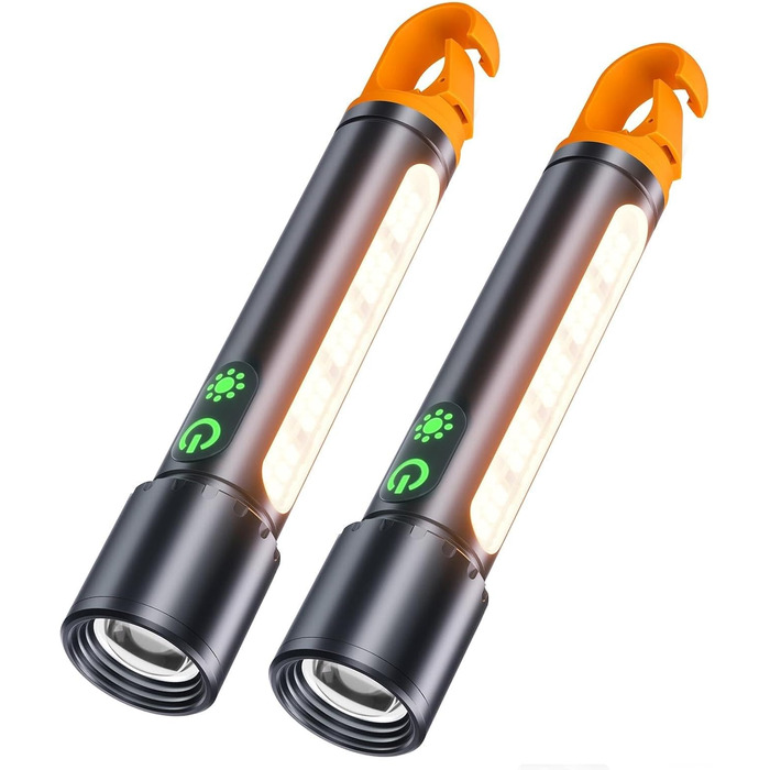 Ліхтар LED акумуляторний 500000 люмен, 9 режимів, XHP90.2, зум, IPX7 водонепроникний, для кемпінгу, туризму, надзвичайних ситуацій (чорний)