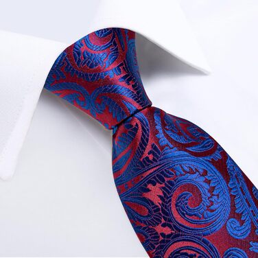 Чоловічий набір краватки DiBanGu Paisley: краватка, хустинка, запонки для весілля та бізнесу (Синьо-червоний 8327)
