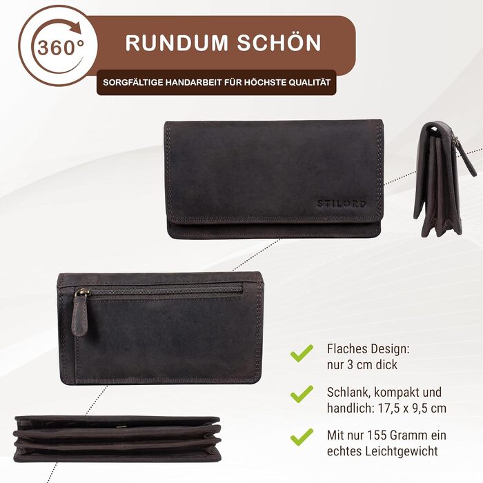 STILORD 'Lotta' Leather Wallet Women RFID and NFC Protection Vintage Women's Wallet Crossbody with RFID Blocking in Gift Box