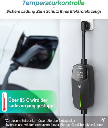 Кабель для зарядки електромобіля Type 2 Schuko, 3.68kW, 6.1м, 6-16A (чорний)